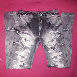 Torn Look Blue Jeggings